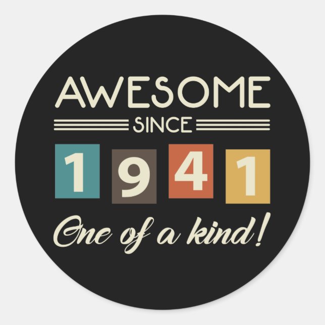 Awesome Since 1941 Retro 80th Birthday Classic Round Sticker (Front)