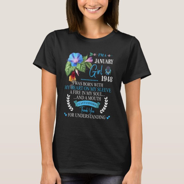 Awesome Since 1948 75th Birthday I'm A January Gir T-Shirt (Front)