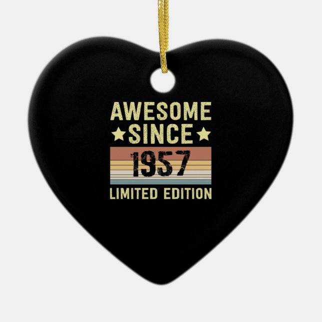 Awesome Since 1957 Retro 65 Years Old Birthday Ceramic Ornament (Front)