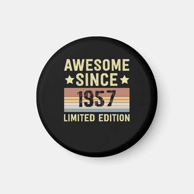 Awesome Since 1957 Retro 65 Years Old Birthday Magnet (Front)