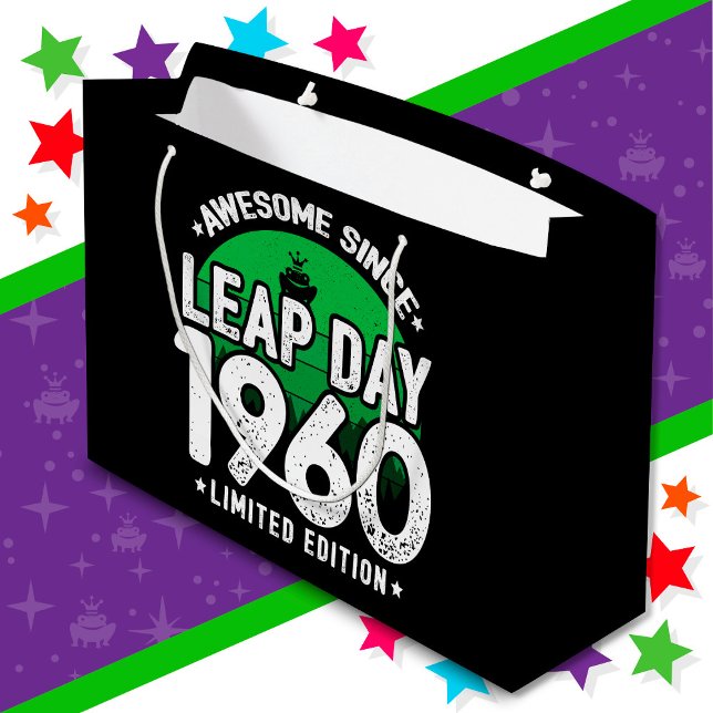 Awesome Since 1960 Leap Year Day Feb 29 Birthday Large Gift Bag (Creator Uploaded)
