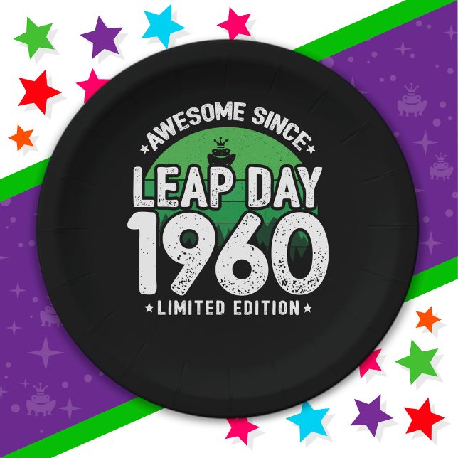 Awesome Since 1960 Leap Year Day Feb 29 Birthday Paper Plate (Creator Uploaded)