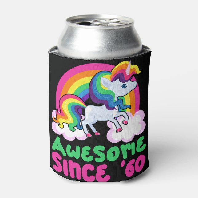 Awesome Since 1960 Unicorn  Can Cooler (Can Front)