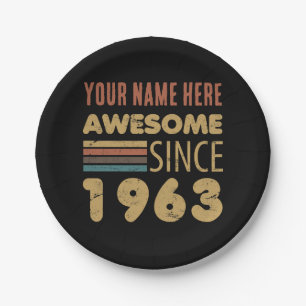 Awesome Since 1963 60th Birthday Paper Plate