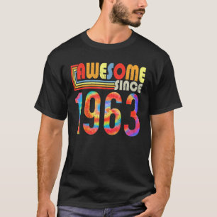 Awesome Since 1963 60th Birthday Retro Rainbow Tie T-Shirt