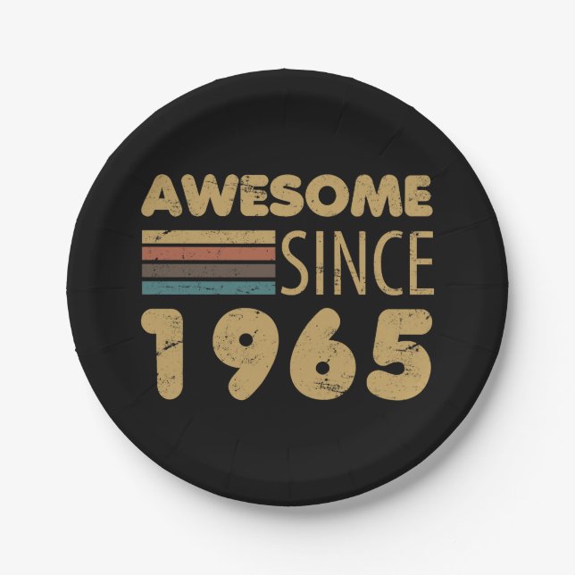 Awesome Since 1965 60th Birthday Paper Plate (Front)