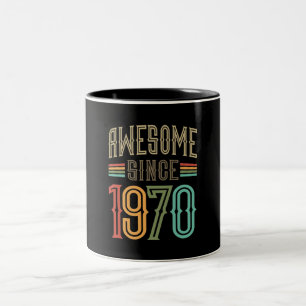 Awesome Since 1970 52nd Birthday Funny Retro Two-Tone Coffee Mug