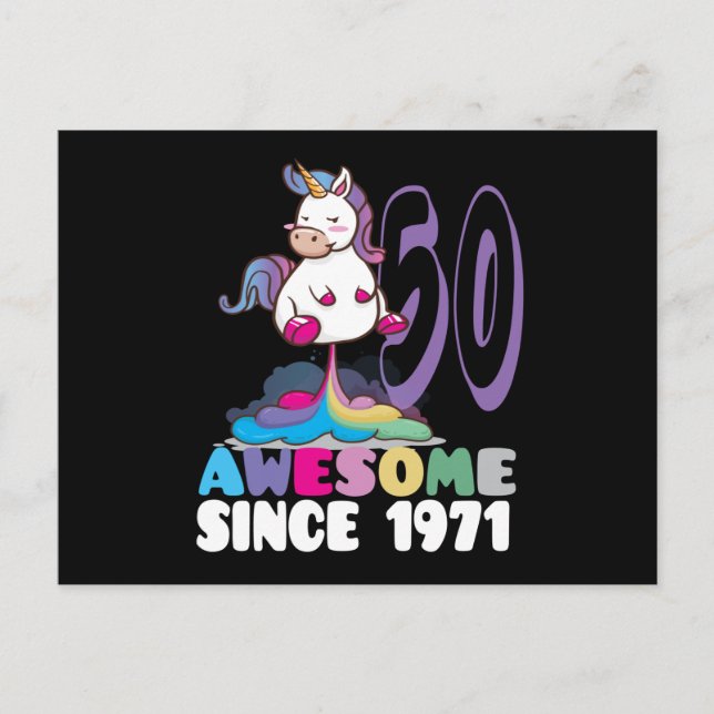 Awesome since 1971 50th Birthday Postcard (Front)