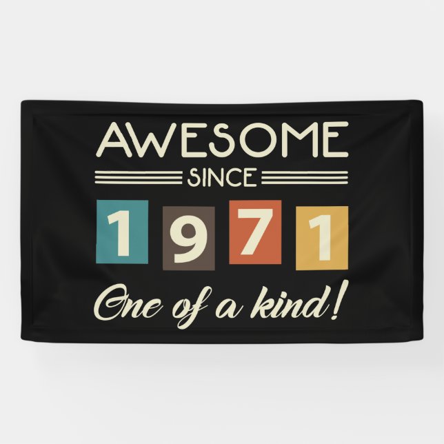 Awesome Since 1971 Retro 50th Birthday Banner (Horizontal)