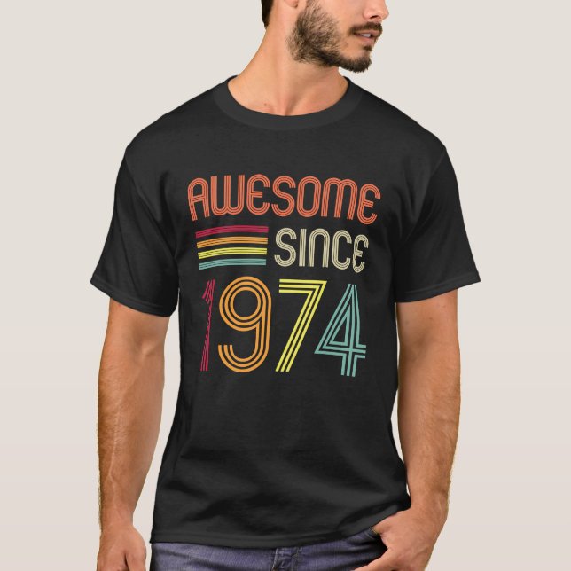 Awesome Since 1974 49th Birthday Retro T-Shirt (Front)