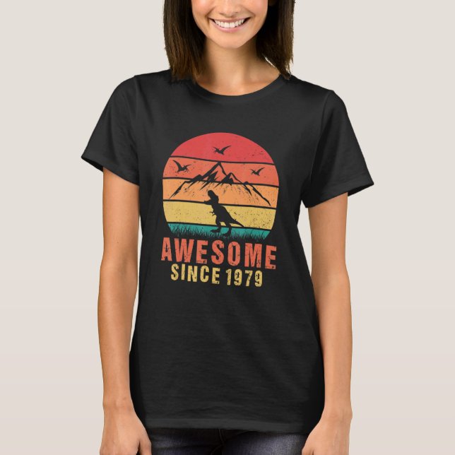 Awesome Since 1979 Retro 43rd Birthday Dinosaur 43 T-Shirt (Front)