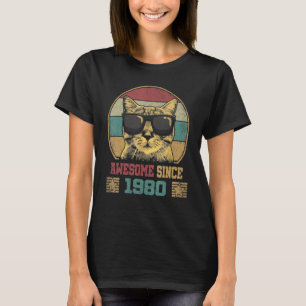Awesome Since 1980 43rd Birthday Cat T-Shirt