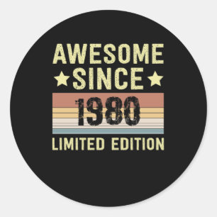 Awesome Since 1980 Birthday Classic Round Sticker