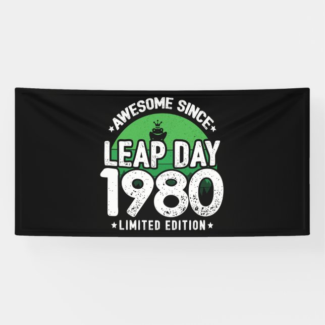 Awesome Since 1980 - Leap Day Leap Year Birthday Banner (Horizontal)