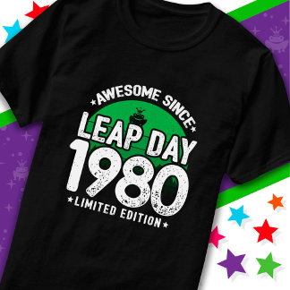 Awesome Since 1980 Leap Year Day Feb 29 Birthday T-Shirt