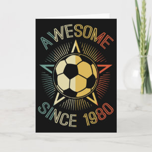 Awesome Since 1980 Soccer Birthday Retro Team Bday Card