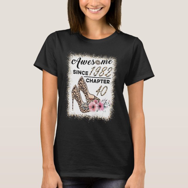 Awesome Since 1982 Chapter 40 Leopard Shoes Lip Wo T-Shirt (Front)