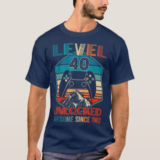 Awesome Since 1982 Vintage Level 40 Unlocked Video T-Shirt