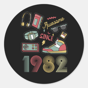 Awesome Since 1982 Vintage Retro 40th  Birthday Classic Round Sticker