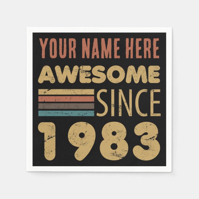 Awesome Since 1983 40th Birthday Napkin (Front)