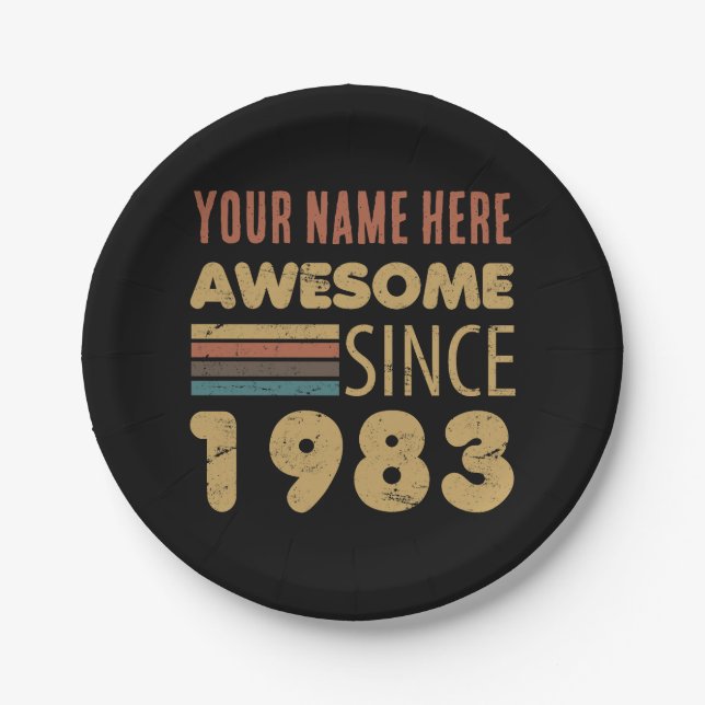 Awesome Since 1983 40th Birthday Paper Plate (Front)