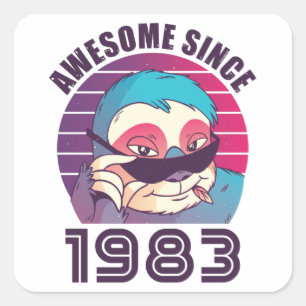 Awesome Since 1983 40th Birthday Sloth Gift Square Sticker