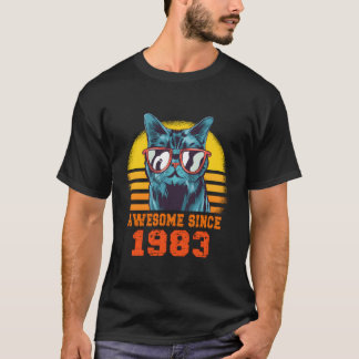 Awesome Since 1983 Cat 40Th T-Shirt