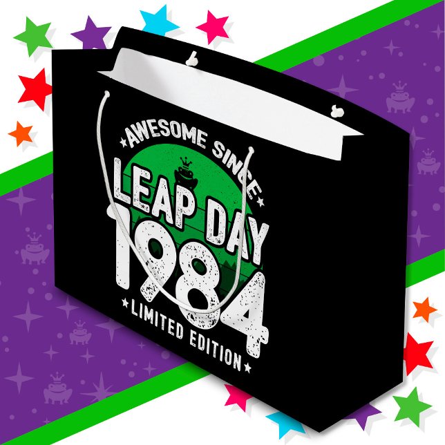 Awesome Since 1984 Leap Year Day Feb 29 Birthday Large Gift Bag (Creator Uploaded)