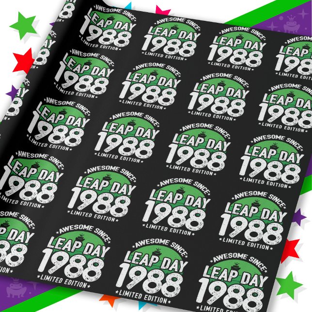 Awesome Since 1988 Leap Year Day Feb 29 Birthday Wrapping Paper (Creator Uploaded)