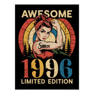 Awesome Since 1996 Retro 30th Women's Birthday Poster