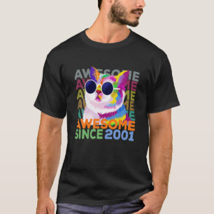 Awesome Since 2001 Funny Cat Lover 21St Birthday T-Shirt
