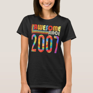 Awesome Since 2007 16th Birthday Retro Rainbow Tie T-Shirt
