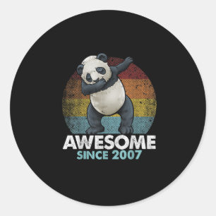 Awesome Since 2007 Dabbing Panda 13th Birthday Classic Round Sticker