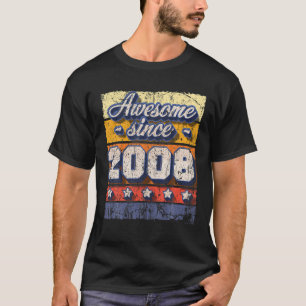 Awesome Since 2008 14Th Birthday Party Retro Vinta T-Shirt