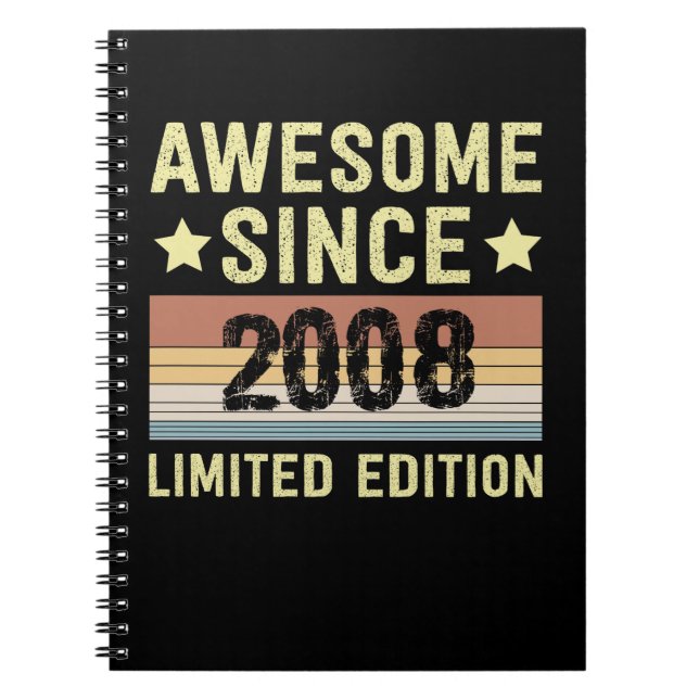 Awesome Since 2008 Birthday Notebook (Front)