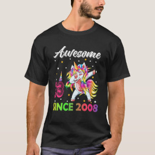 Awesome Since 2008 Dabbing Unicorn 13Th Birthday G T-Shirt