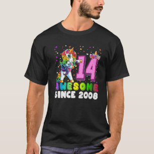 Awesome Since 2008 Unicorn Flossing 14Th Birthday T-Shirt