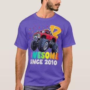 Awesome Since 2010 12th Birthday Boy Monster Truck T-Shirt
