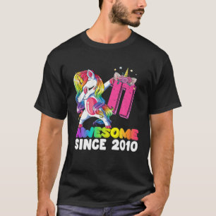 Awesome Since 2010 Dabbing Unicorn 11Th Birthday G T-Shirt