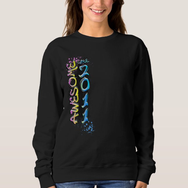 Awesome since 2011 graffiti motif sweatshirt (Front)