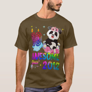 Awesome Since 2012 10th Birthday 10 Year Old Panda T-Shirt