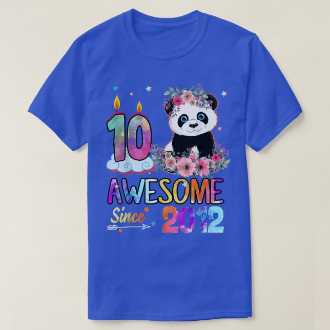 Awesome since 2012 10th Birthday 10 Year Old Panda T-Shirt (Design Front)