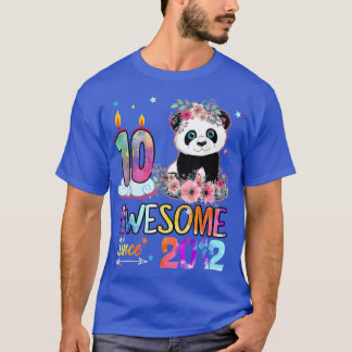 Awesome since 2012 10th Birthday 10 Year Old Panda T-Shirt