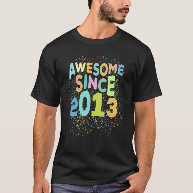 Awesome Since 2013  Retro 9 Years Old 9th Birthday T-Shirt (Front)