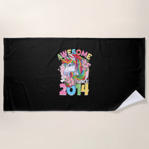 Awesome since 2014 8th Birthday Girl 8 Years Unico Beach Towel