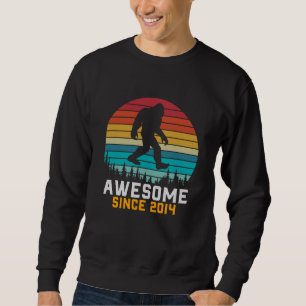 Awesome since 2014   Birthday Bigfoot Retro Sweatshirt