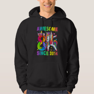 Awesome Since 2014 Dabbing Unicorn 8th Birthday 8  Hoodie