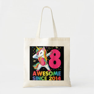 Awesome Since 2014 Dabbing Unicorn 8th Birthday Gi Tote Bag