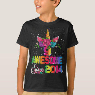 Awesome Since 2014 Unicorn 9th Birthday Gift T-Shirt