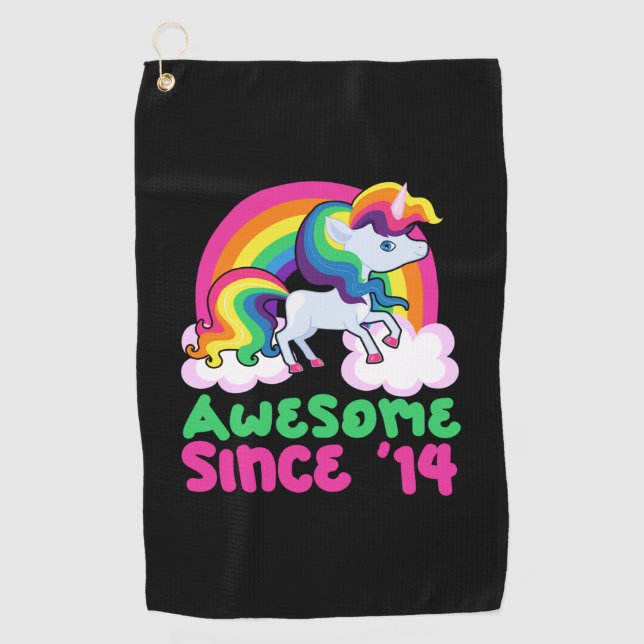 Awesome Since 2014 Unicorn  Golf Towel (Front)